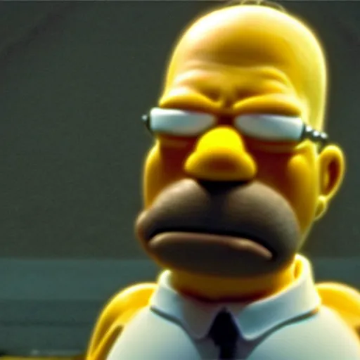 Prompt: cinematic film still of Homer Simpson in the movie The Matrix