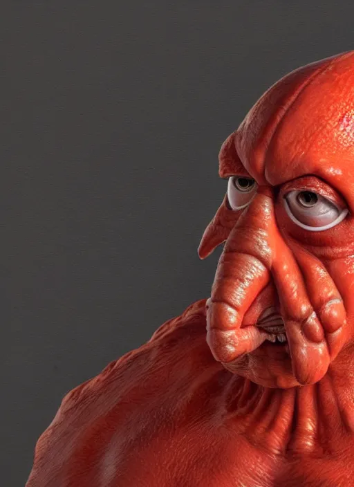 Image similar to 3 0 0 0 ( dr. john a. zoidberg ), portrait photography feroflex photorealistic studio lighting ektachrome detailed intricate face details, ultradetails, beautiful face, realistic shaded perfect face, extremely fine details, artstation