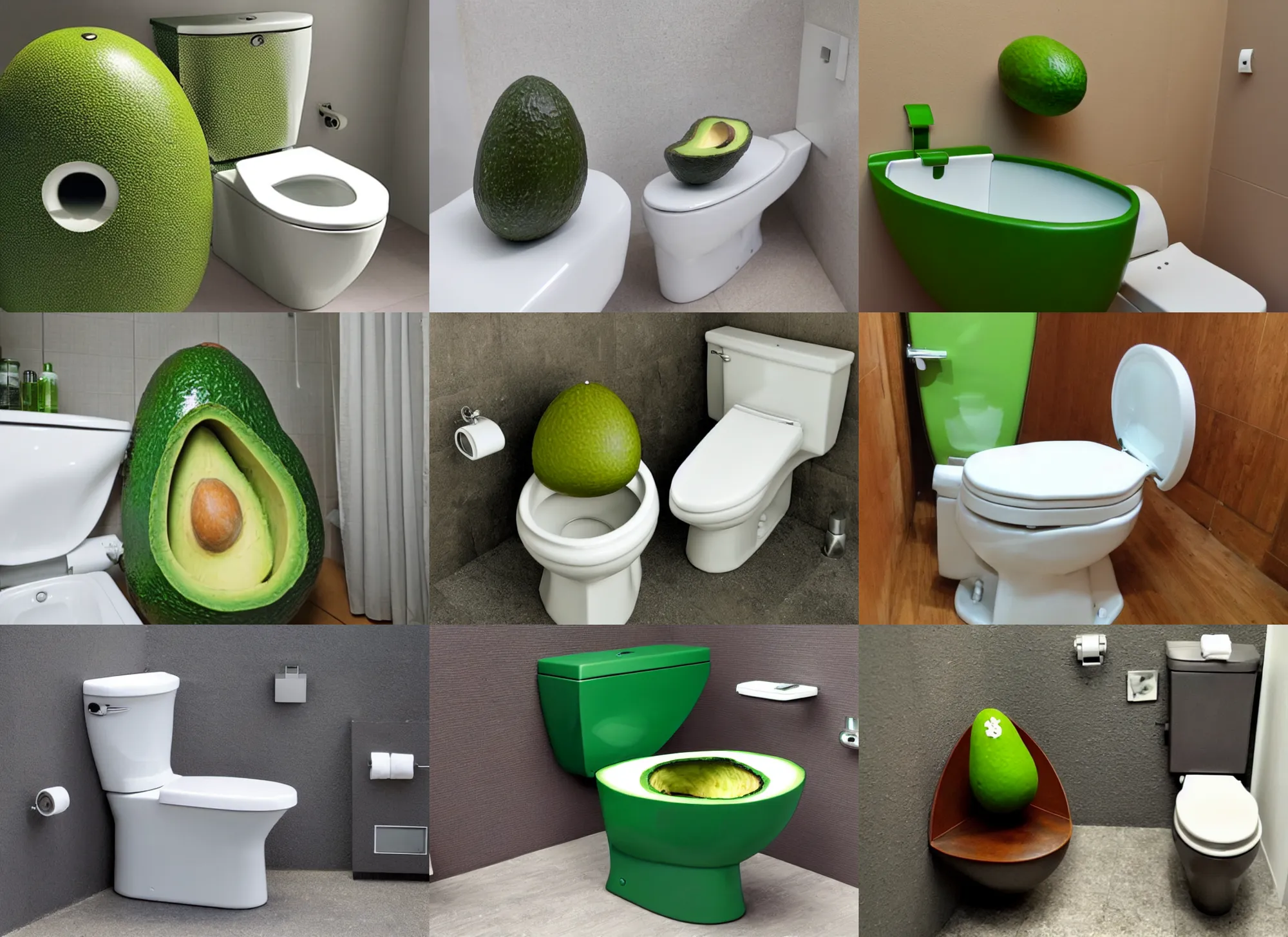 Prompt: toilet in the shape of an avocado