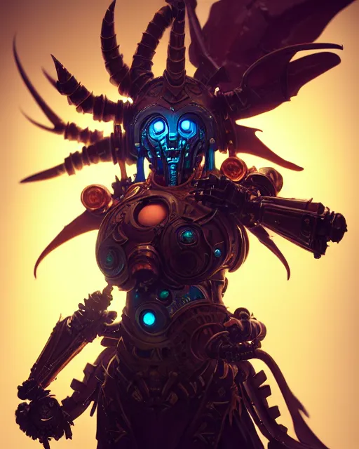 Image similar to diablo action game robot shaman by artgerm, greg rutkowski, alphonse mucha, cgsociety and beeple highly detailed, sharp focus, cinematic lighting, illustration, art, octane render, unreal engine lumen, very coherent. cinematic, hyper realism, high detail, octane render, 8 k