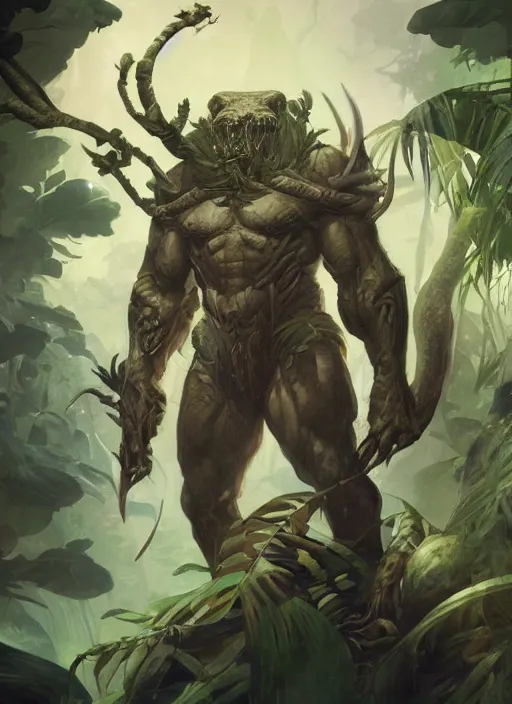 Prompt: An beautiful digital painting of a jungle lord, by Stanley Artgerm Lau, frank frazetta, Rossdraws, James Jean, gerald brom, Andrei Riabovitchev, Marc Simonetti, and Sakimichan, trending on artstation, SFW version