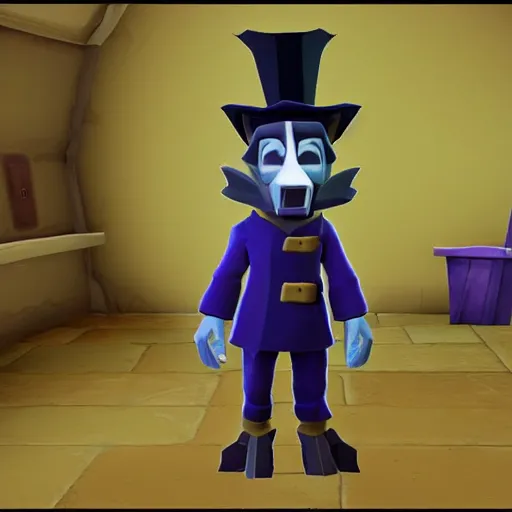 Image similar to screenshot of a humanoid inspector badger with a brown trenchcoat as an npc in spyro the dragon video game, with low poly playstation 1 graphics, upscaled to high resolution