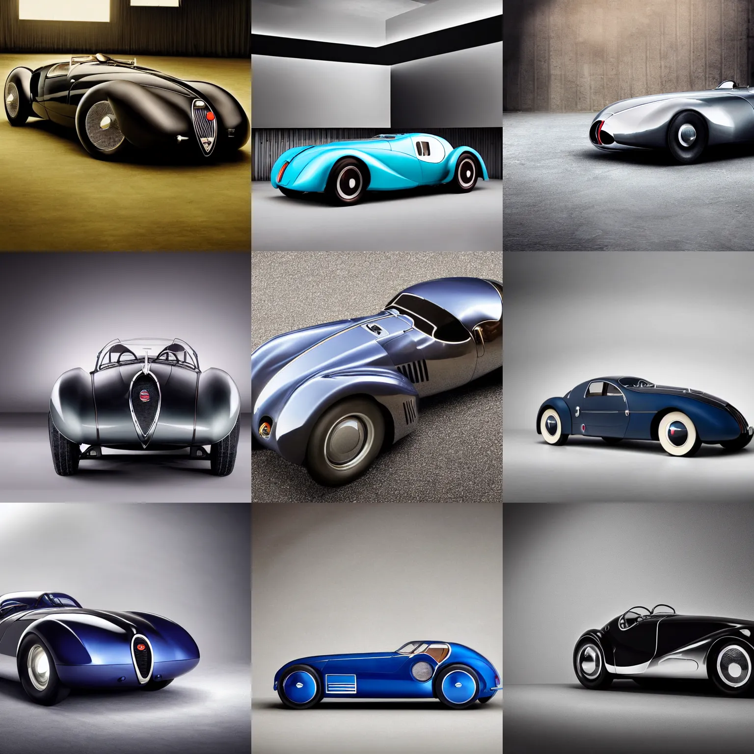 Image similar to a retro futuristic bugatti type 5 7 sc atlantic concept, studio lighting, award - winning car magazine photography