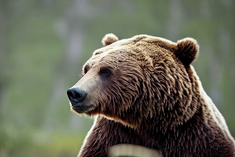 Image similar to wildlife photography of a grizzly bear with the face of an owl by Emmanuel Lubezki