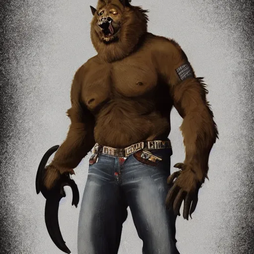 Image similar to a humanoid german shepherd beast - man, puts on jeans, artstation, concept art, smooth, sharp foccus ilustration, artstation