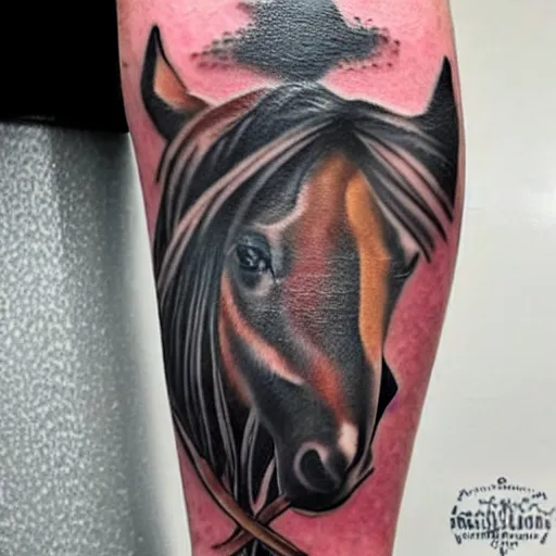 Image similar to a horse with a tattoo