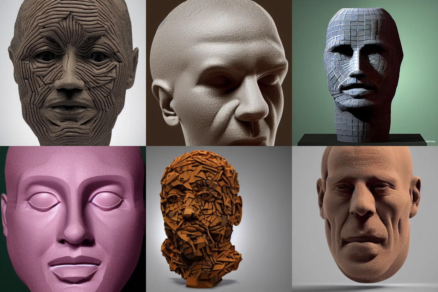 Prompt: 4D sculpture of human head, abstract
