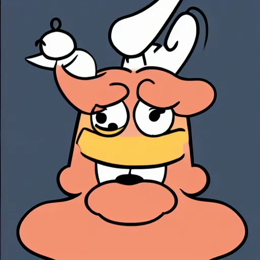 Image similar to handsome squidward, cow and chicken style