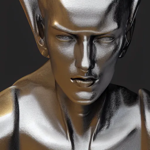 Image similar to portrait of statue glory, chrome, reflect, 8 k uhd, unreal engine, octane render in the artstyle of greg rutkowski