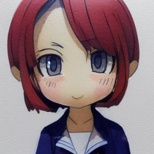 Image similar to beautiful water color concept art portrait of face detailing cute nendoroid girl in the style of Julian Opie, toon rendering, close-up, no shade, modern art, kyoto animation, 3/4 view