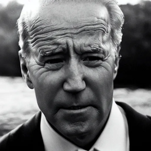 Image similar to film still, close up, joe biden rising out of water like in apocalypse now, 2 6 mm,