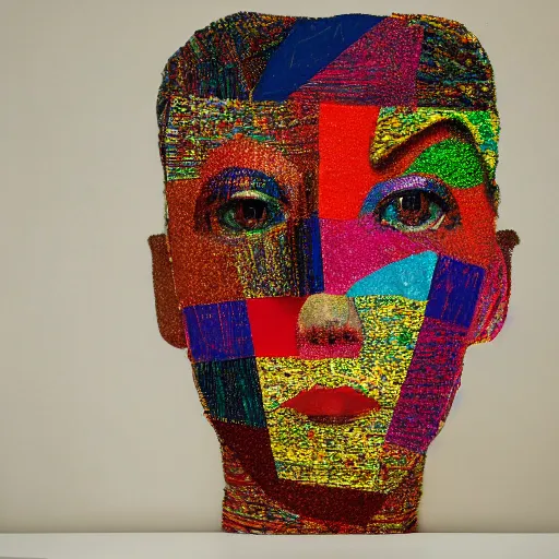 Image similar to anima girl lost in colors artwork by el anatsui