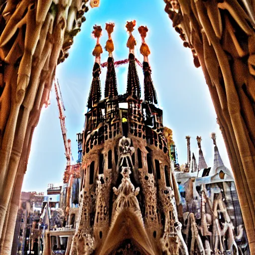 Image similar to La Sagrada Familia by Antoni Gaudi, 8k, HDR, CG Society