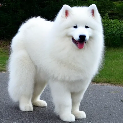 Prompt: Samoyed dog that looks like holum