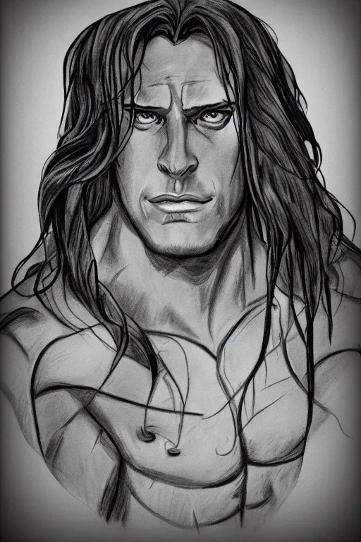 Image similar to disney's tarzan, solo portrait, ✏🖼