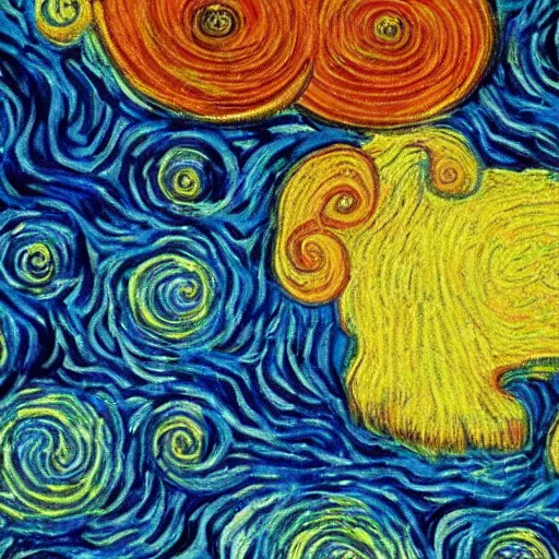 Prompt: a dream of electric sheep, abstract art by Van Gogh