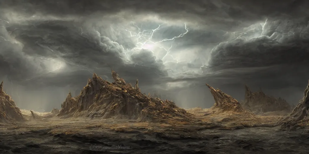 Prompt: photorealistic strange concept art of ship build from dinosaur bones, by katrina van grouw and bruce mahalski. an epic landscape, with ominous storm clouds, a gentle rising mist. occult photorealism, uhd, amazing depth, glowing, golden ratio, 3 d octane cycle unreal engine 5, volumetric lighting, cinematic lighting, cgstation artstation concept art