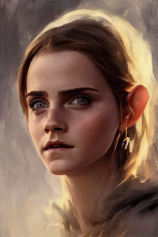 Prompt: beauty detailed elf emma watson with black skin, detailed, epic masterpiece of cinematographic hyperrealism, realistic shaded lighting poster by craig mallismo, artgerm, jeremy lipkin and michael garmash, unreal engine, radiant light