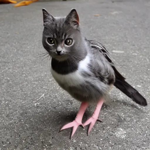 Image similar to kitty bird hybrid, cute, friendly, strong legs