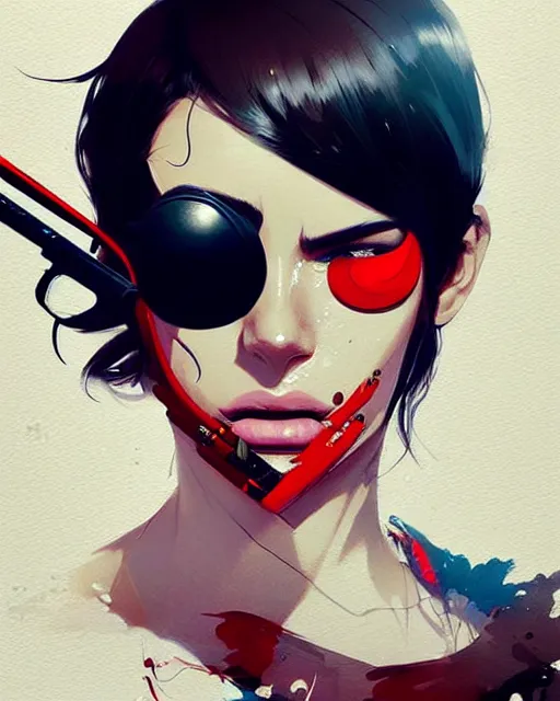 Image similar to a ultradetailed beautiful painting of a stylish woman with an eyepatch, by conrad roset, greg rutkowski and makoto shinkai trending on artstation