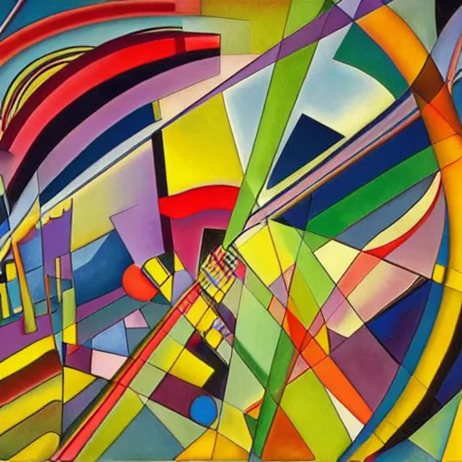 Image similar to a music score, 8 k, ultra _ realistic, art by kandinsky and dmitri cherniak