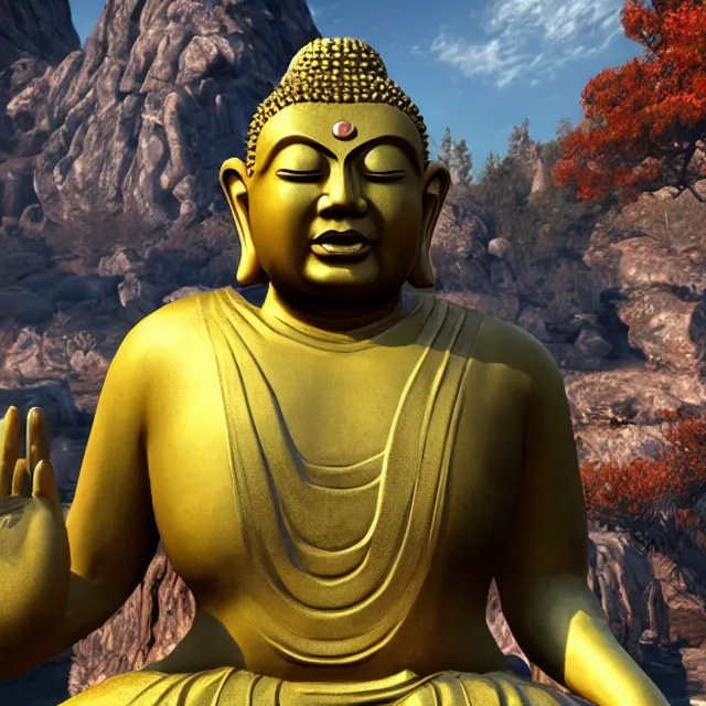 Image similar to buddha monster in mortal kombat, 3 d fighter videogame render, 4 k, artstation
