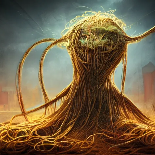 Prompt: Spaghetti monster, 8k, artstation, concept art