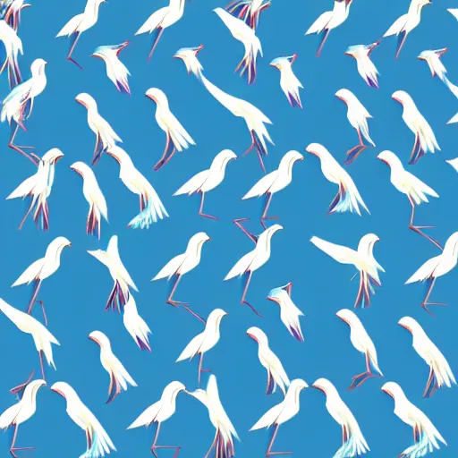 Image similar to fabric pattern of stylized minimalistic cranes