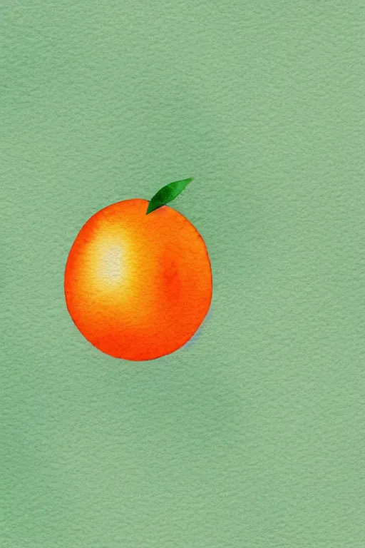 Image similar to minimalist watercolor art of an orange with green leaves, illustration, vector art