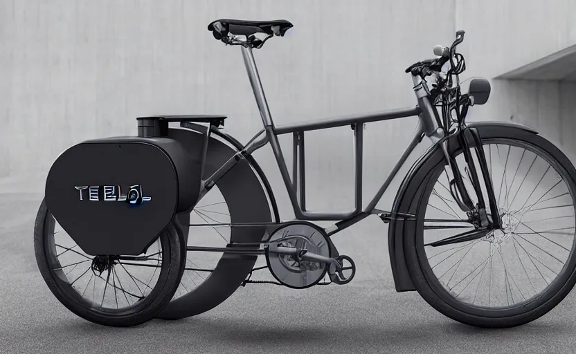 Image similar to cybertruck bicycle designed by Tesla, professional photo