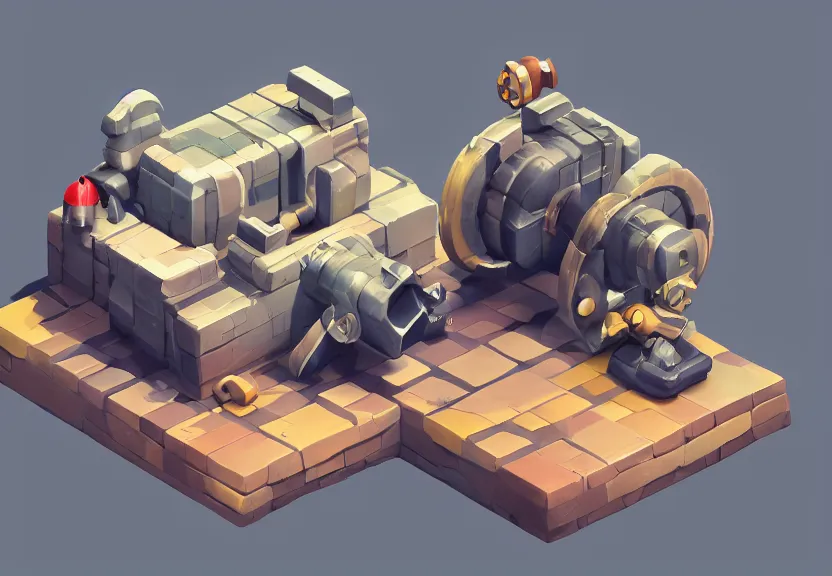 Image similar to isometric chubby cute cannon, clean, octane render, unreal engine, artstation