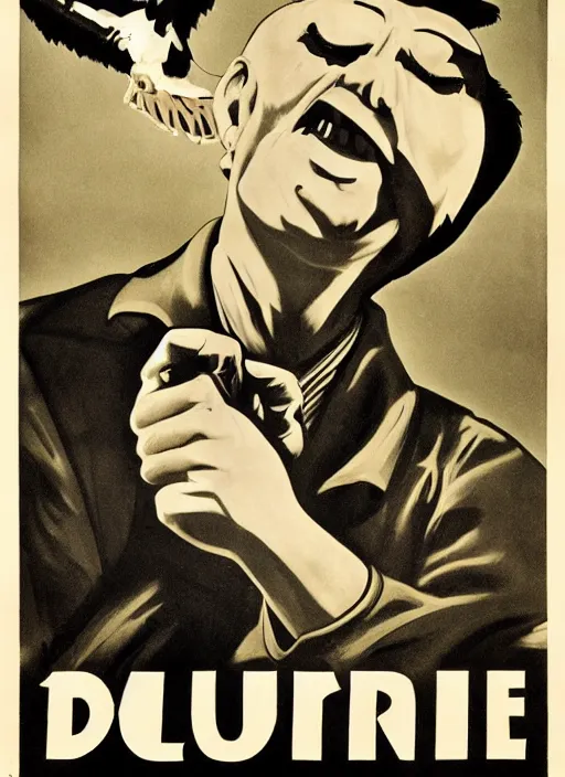 Image similar to vulture look in 1940s propaganda poster