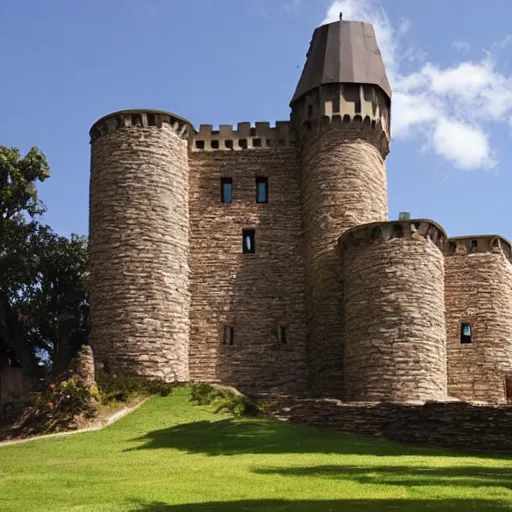 Prompt: Medieval Castle designed by Frank Lloyd Wright