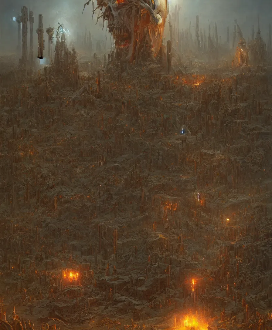 Prompt: skull judge in tribunal, judgement day, illustrated by Simon Stålenhag and Gaston Bussiere, intricate, ultra detailed, photorealistic, trending on artstation