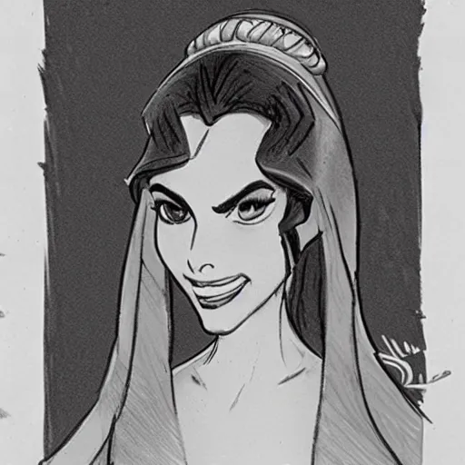 Image similar to milt kahl sketch of victoria justice as princess padme from star wars