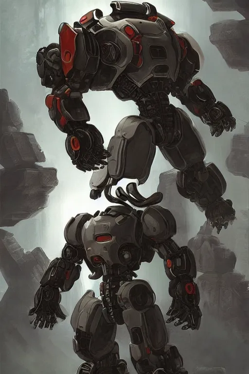 Image similar to a panda mecha in doom, art by oleg bulakh,