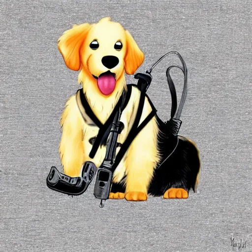 Image similar to a golden retriever ghostbuster, furry fantasy art