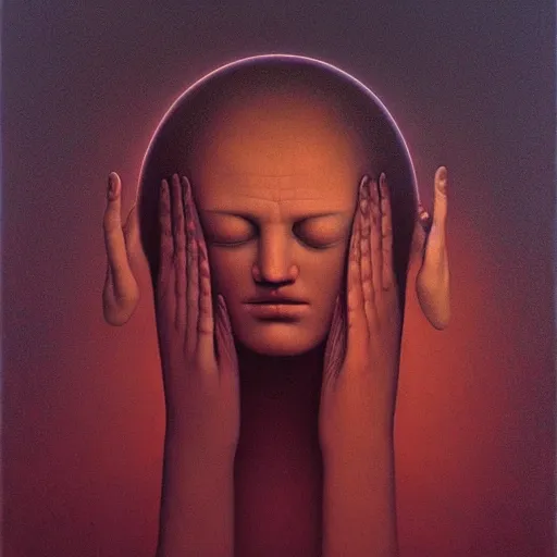 Image similar to a silent prayer like dreamers do. by jeffrey smith, zdzisław beksinski oil on canvas