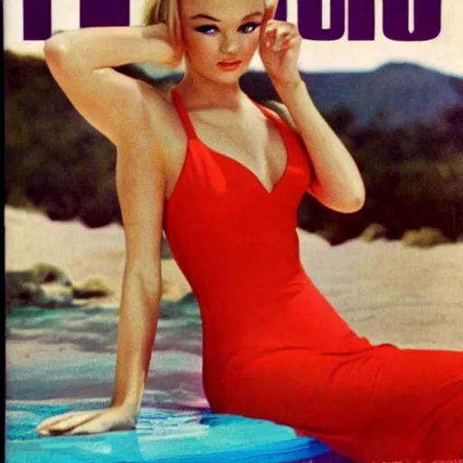 Prompt: a seductive Walter White on the cover of Swimsuit Illustrated (1965)