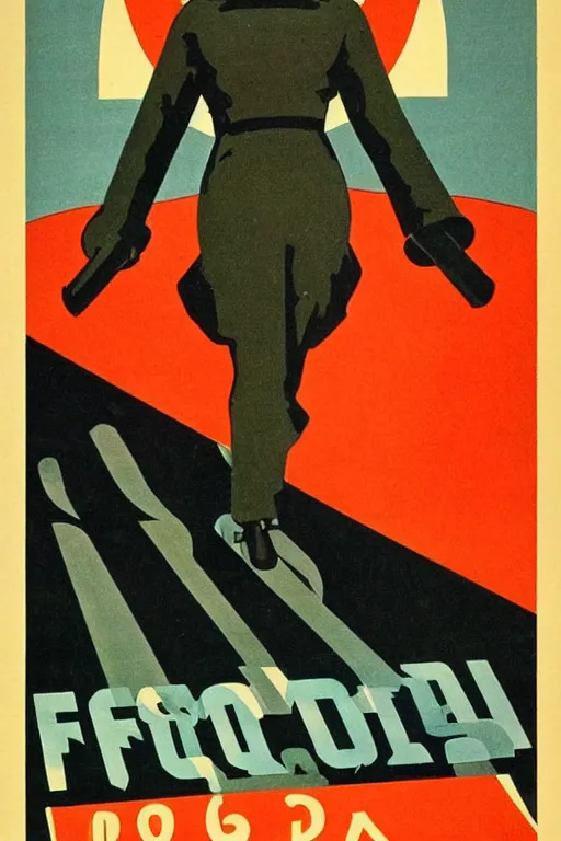 Image similar to ussr propaganda poster of 1 9 5 0 s nuclear war, futuristic design, dark, symmetrical, washed out color, centered, art deco, 1 9 5 0's futuristic, glowing highlights, intense