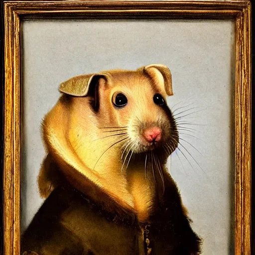 Prompt: Portrait of a molerat, painted by Rembrandt