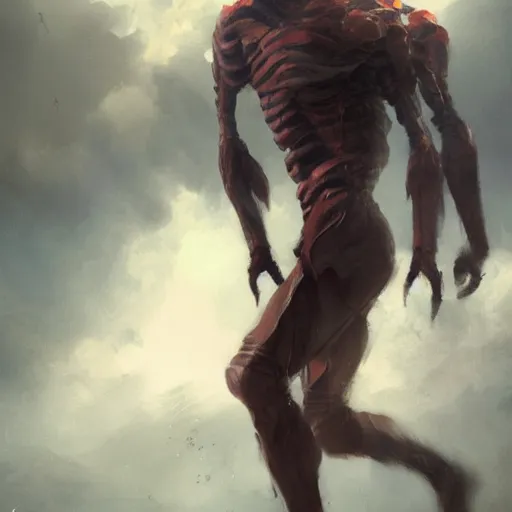 Prompt: ezra miller as a titan from attack on titan, art by greg rutkowski