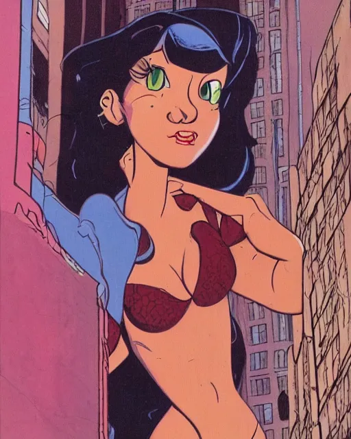 Prompt: portrait of an attractive young female protagonist, center focus, in city street, detailed artwork by ralph bakshi