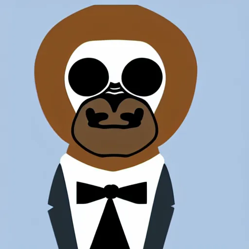 Image similar to sloth wearing tuxedo, 3 d logo, vector illustration, aesthetic, minimalistic