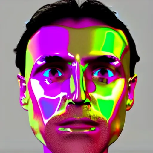 Image similar to a 3d human head made up of shiny holograms