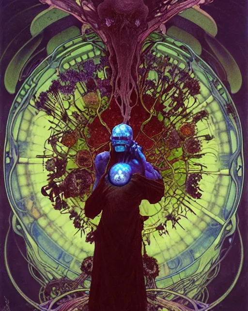 Image similar to the platonic ideal of flowers, rotting, insects and praying of cletus kasady carnage thanos davinci dementor wild hunt chtulu mandelbulb spirited away doctor manhattan bioshock, caustic, ego death, decay, dmt, psilocybin, concept art by alphonse mucha and greg rutkowski and zdzisław beksinski