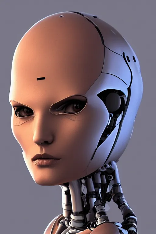 Image similar to robot with human face, female head, woman human face, human face realistic, human head, cyborg frame concept, cyborg by ales-kotnik, sci-fi android female