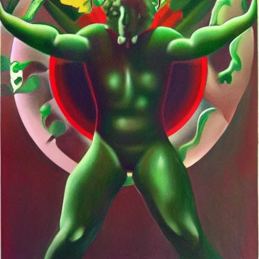 Prompt: the green man, futurism