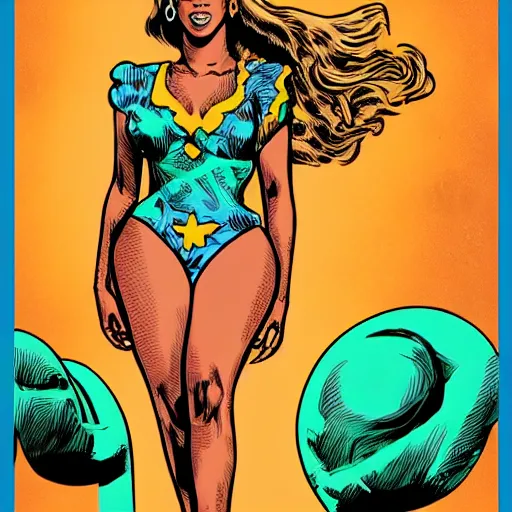 Prompt: beyonce in the style of jack Kirby,