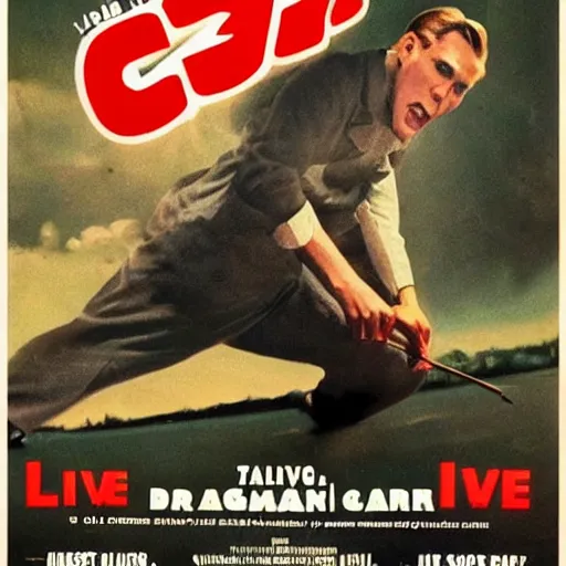 Prompt: Live Action Still of Jerma985 in a film in 1950s art style on a poster, realistic, highly detailed, epic, HD quality, 8k resolution, body and headshot, film still